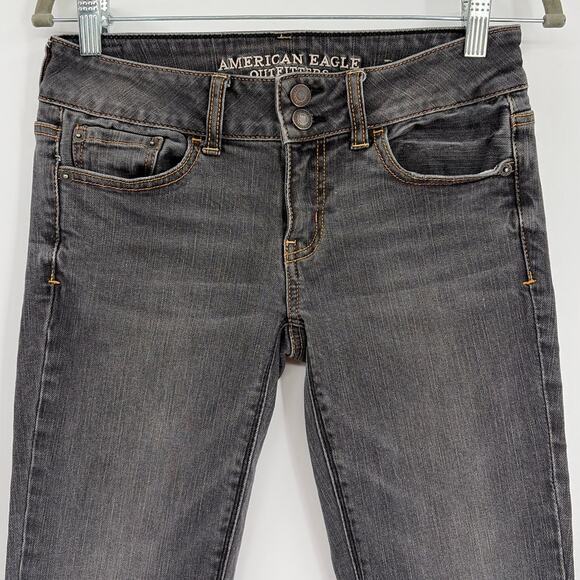American Eagle Y2K Bootcut Artist Stretch Womens Jeans Sz 2 Grey Indie Sleaze - Picture 2 of 8